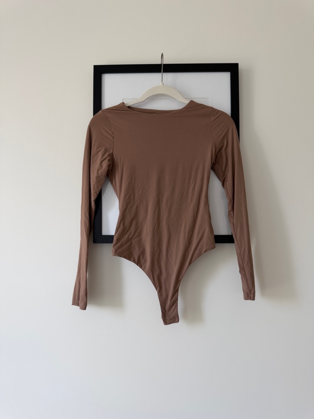 Long Sleeve Crewneck Bodysuit in Brown